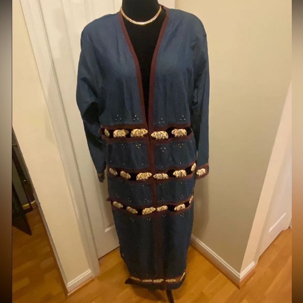 Vintage Rhinos Tile Denim Duster